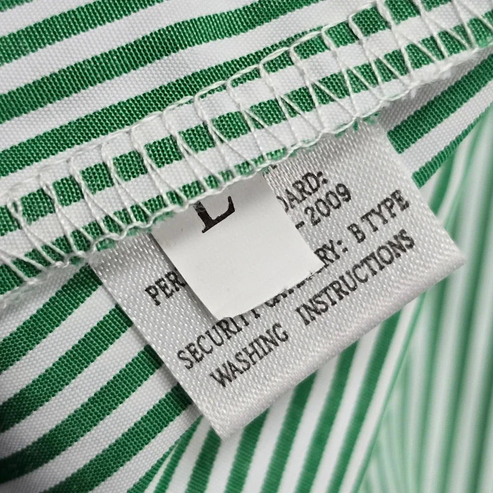 2 Piece Striped Palazzo Pants Set Rosette Top Wide Leg Green White Womens L NIP